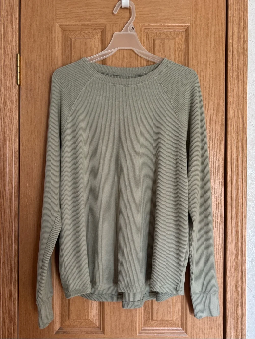 American Eagle Outfitters Sage Ribbed Long Sleeve Top - Picture 2 of 7